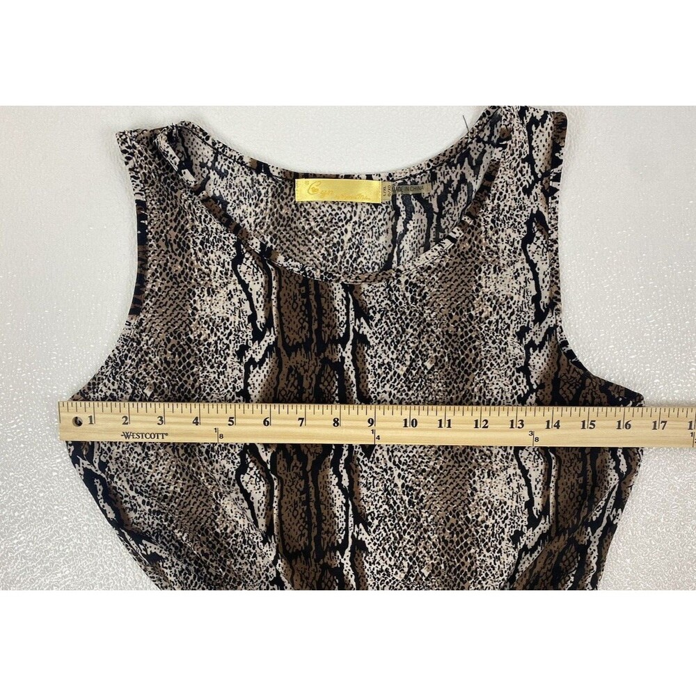 Cynthia Mehra Snake Skin Mini Dress Tunic Sleeveless Size L/XL Uneven Hemline - Picture 4 of 7
